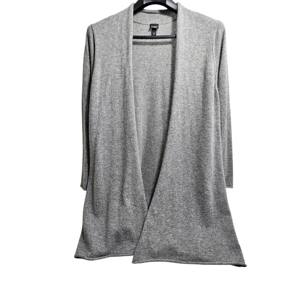 Eileen Fisher Cardigan Women 1X Grey 100% Cashmere Open Front Long Sleeve F7YT-4